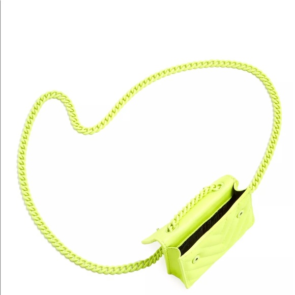 NWT KURT GEIGER LONDON Micro Kensington Neon Yellow Leather Crossbody - Picture 6 of 8